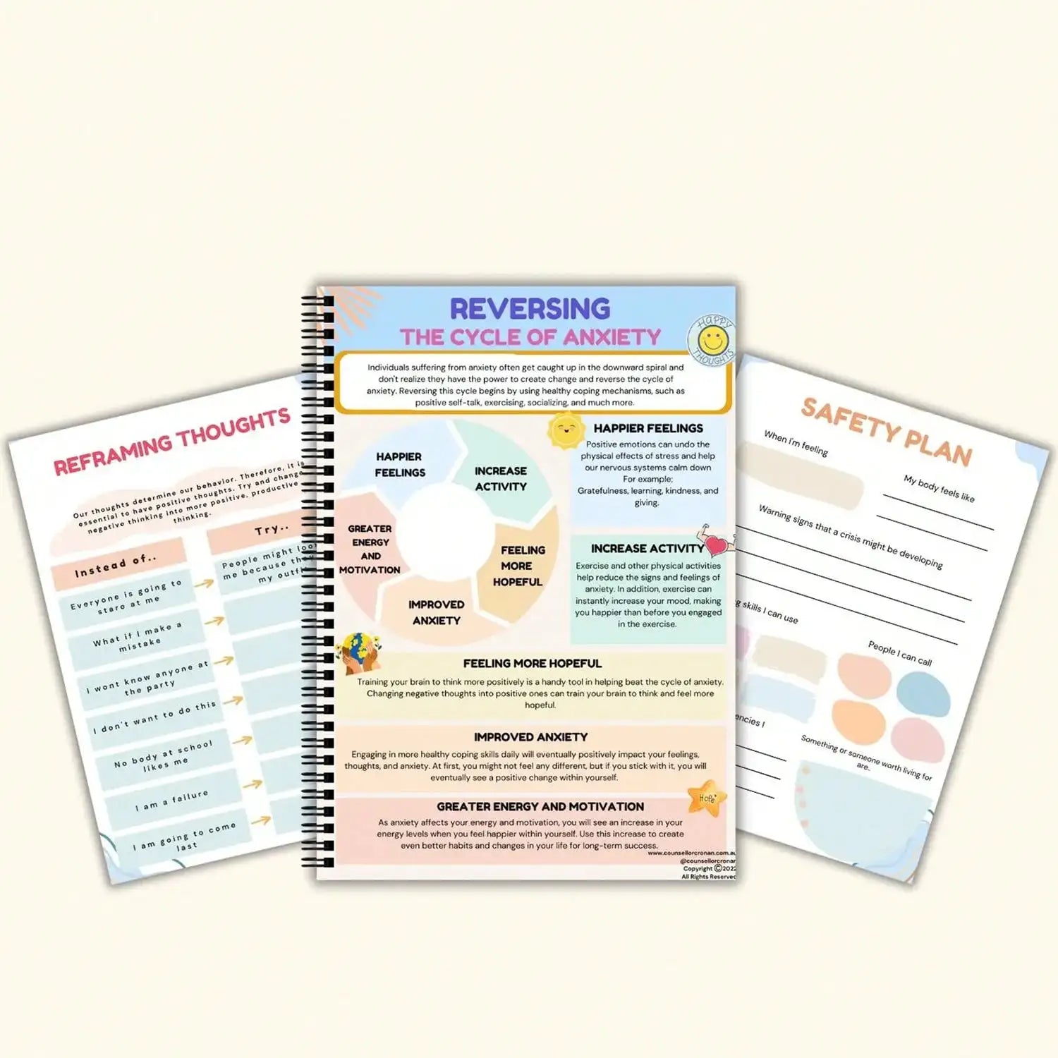 Anxiety Relief Workbook-CBT Therapy Journal with Counseling Worksheets