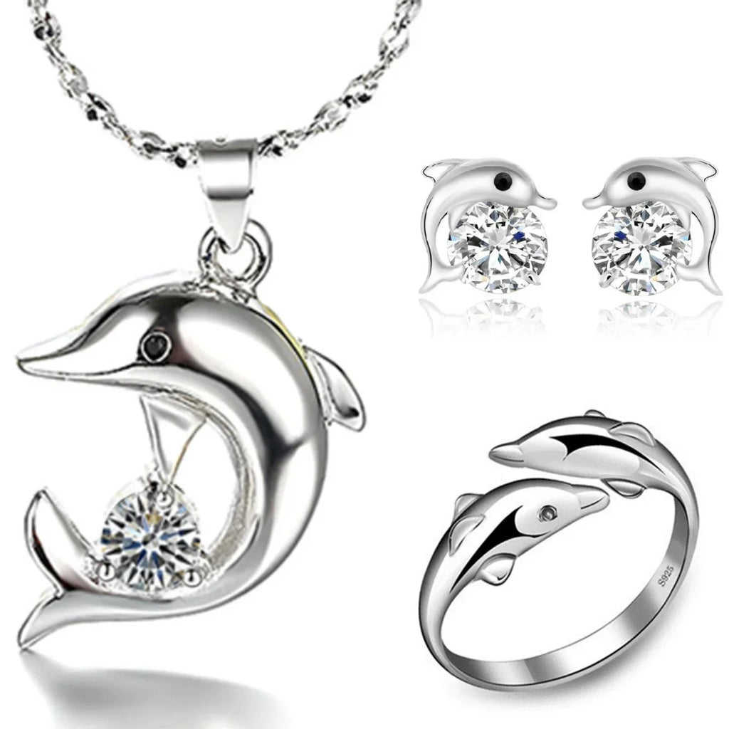 S925 Sterling Silver Dolphin Set
