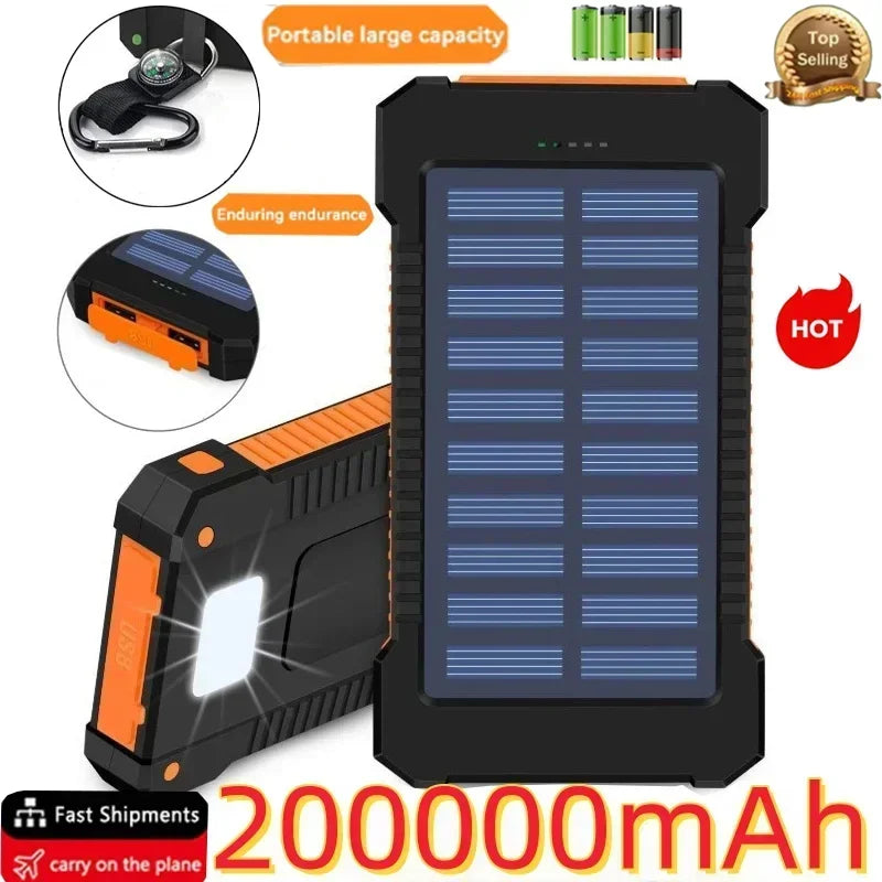 200000mah Solar Power Bank Large Capacity Fast Charging