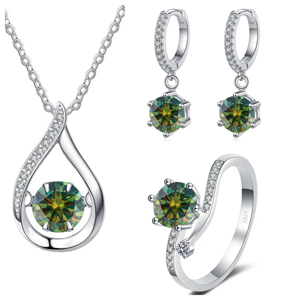 Real 925 Silver Moissanite Jewelry Set