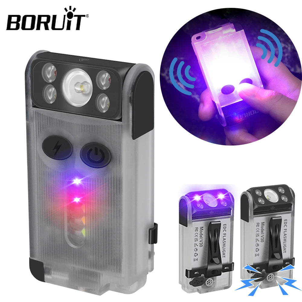 BORUiT V30 EDC LED Flashlight Keychain Power bank