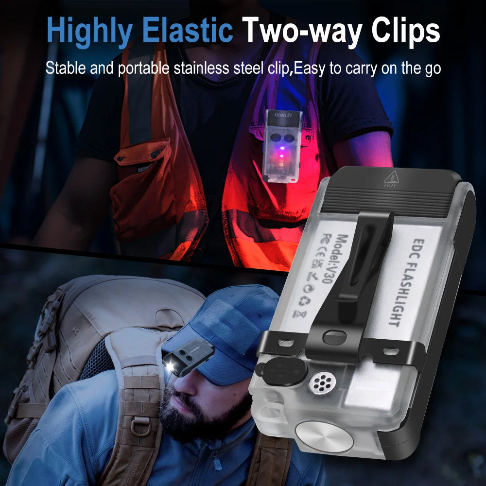 BORUiT V30 EDC LED Flashlight Keychain Power bank