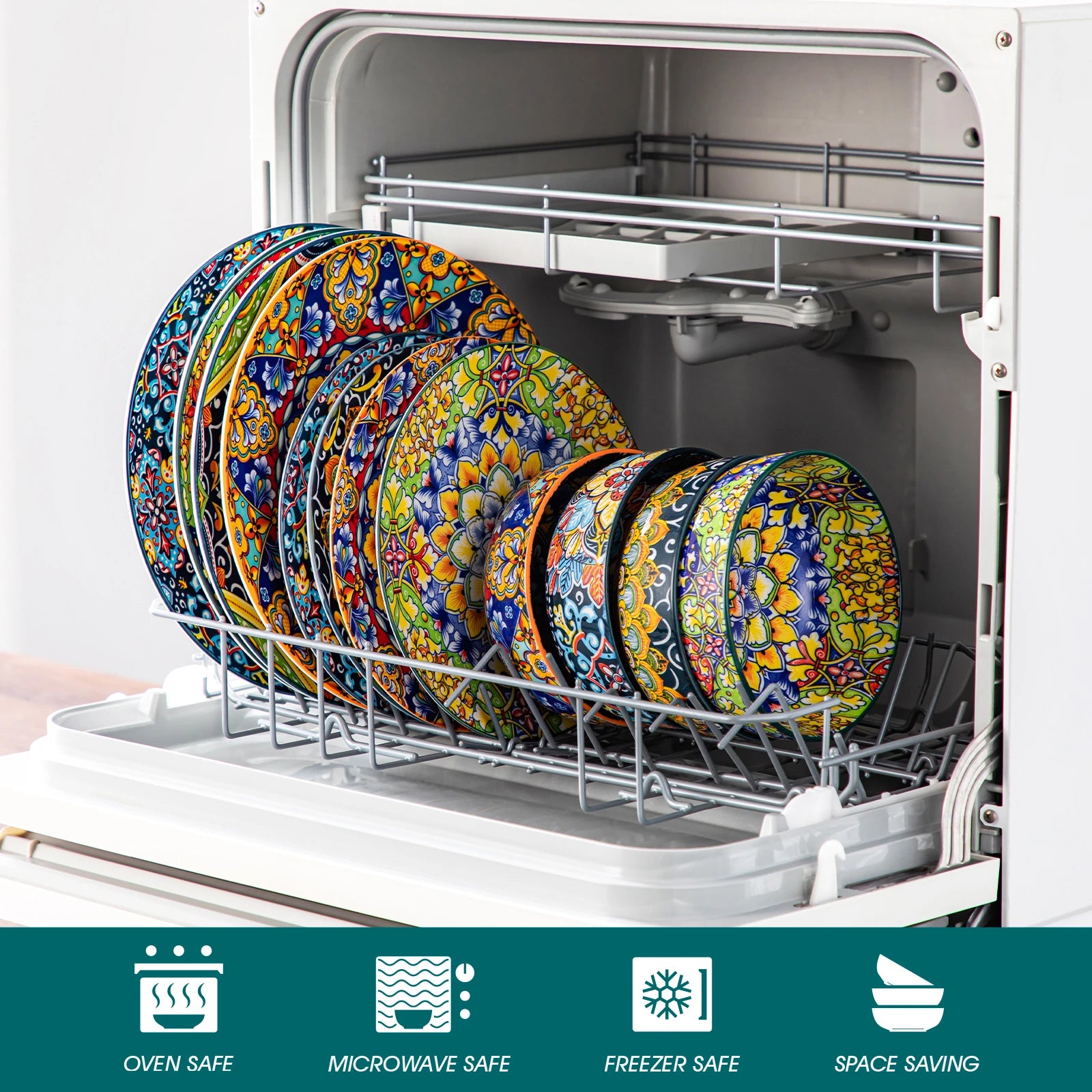 vancasso 12 Piece Ceramic Dinner Plate Double sided Painting Bohemian