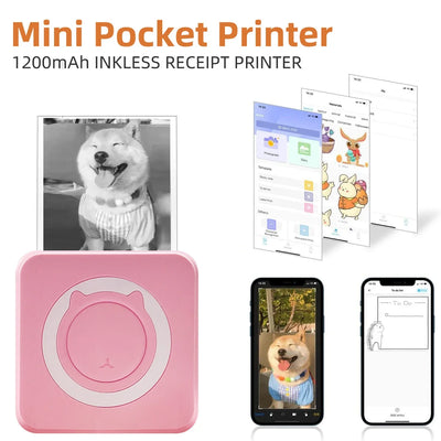 Portable Mini Thermal Printer Wireless BT 203dpi