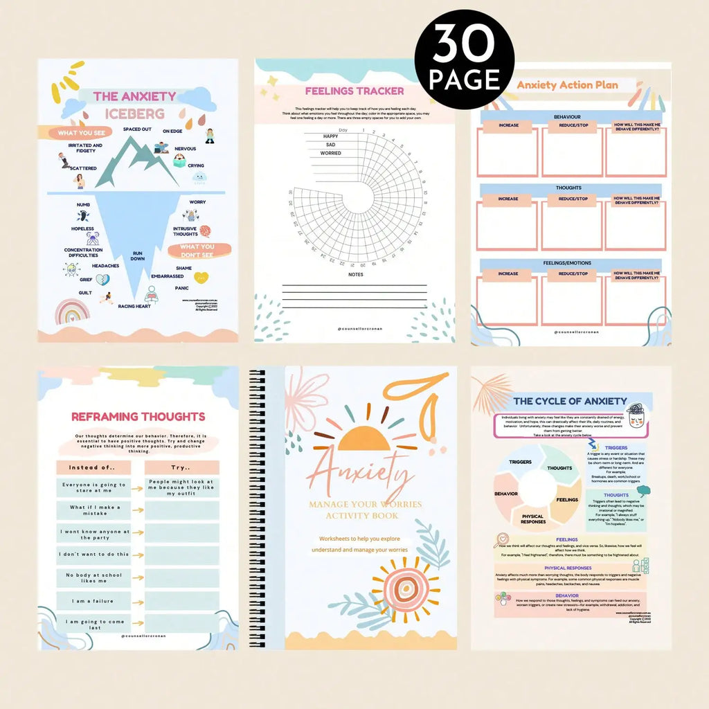 Anxiety Relief Workbook-CBT Therapy Journal with Counseling Worksheets