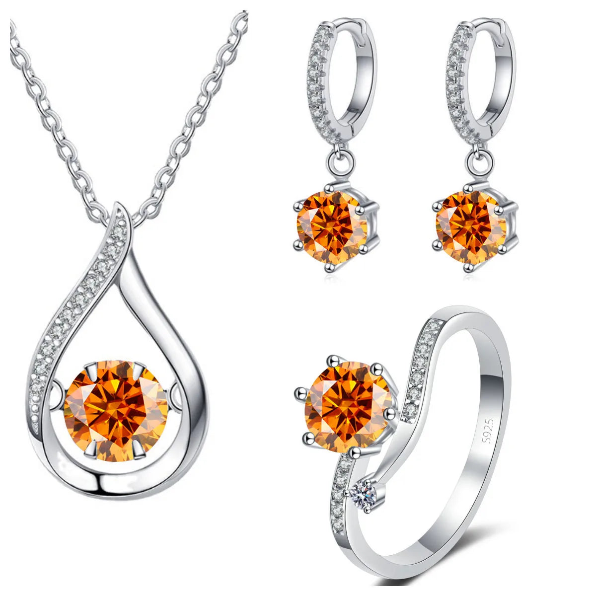 Real 925 Silver Moissanite Jewelry Set