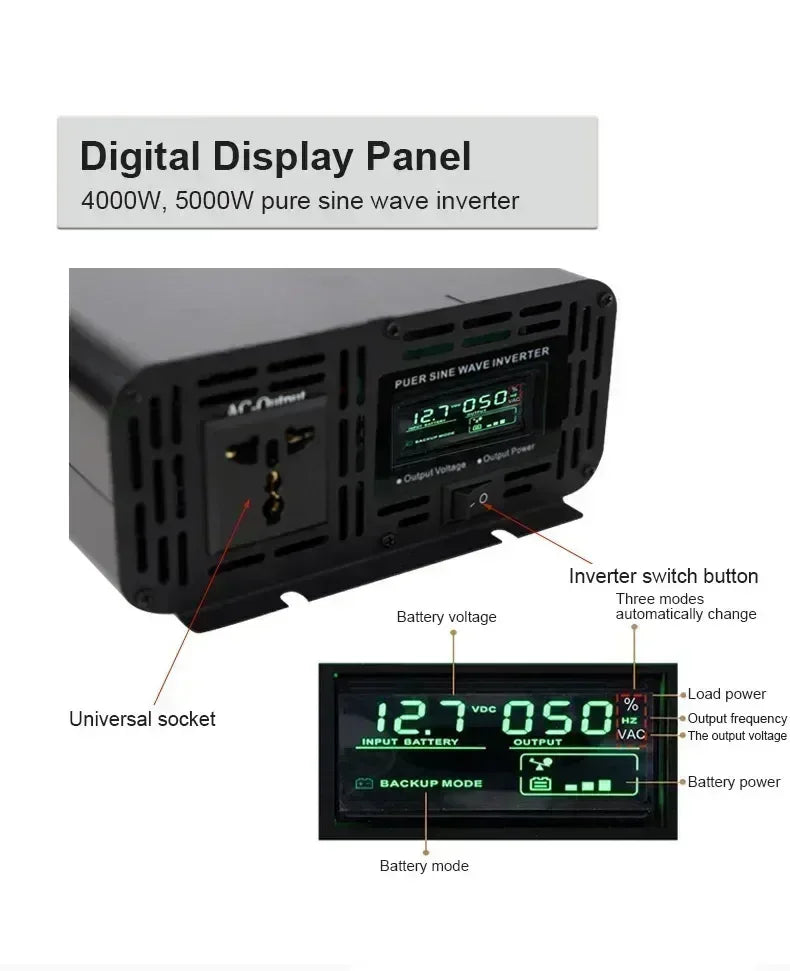 EAFC Pure Sine Wave Inverter Power DC 12V to AC 220V