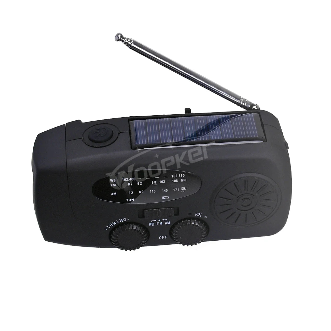 2000mAh Solar Hand Crank Radio Multifunctional LED Flashlight Power Bank