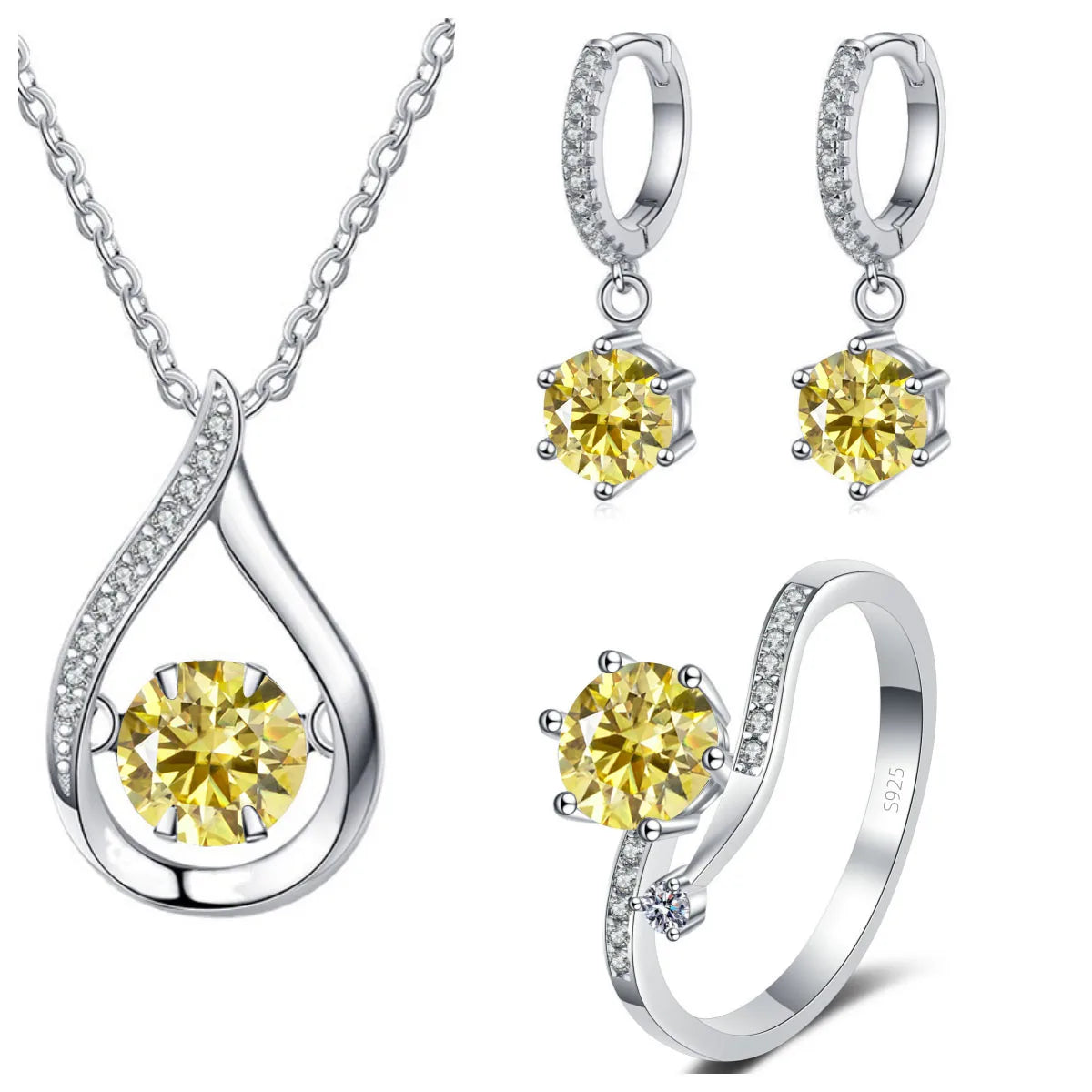 Real 925 Silver Moissanite Jewelry Set