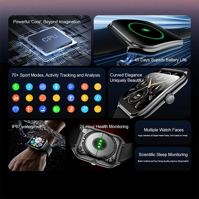 Ultra Slim Smart Watch 1.96" AMOLED 360*360 HD Pixel Display