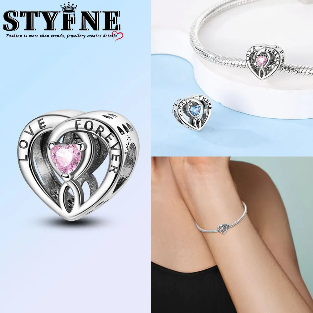 Series Sterling Silver 925 Pink Shiny Love