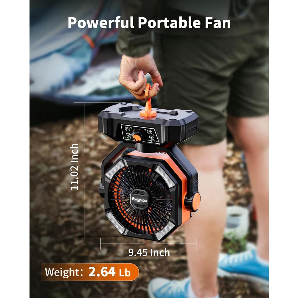 coldSky 20000mAh Camping Fan with LED Lantern