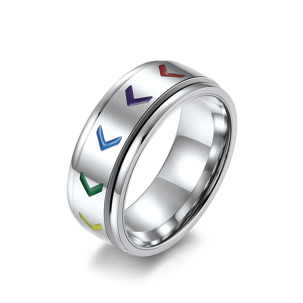 Anxiety Ring For Women Rainbow Stainless Steel