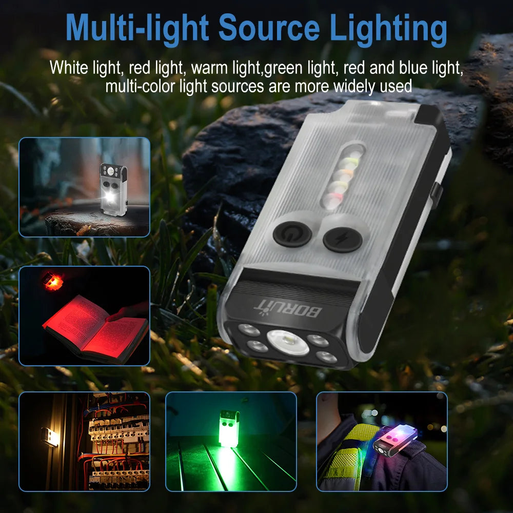 BORUiT V30 EDC LED Flashlight Keychain Power bank