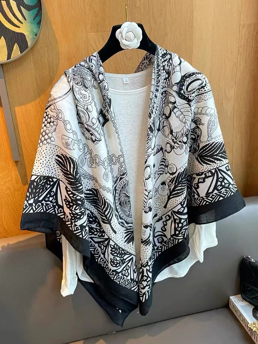Large Kerchief Thin Silk Outer Shawl