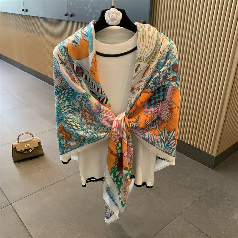 Large Kerchief Thin Silk Outer Shawl