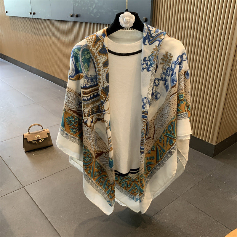 Large Kerchief Thin Silk Outer Shawl