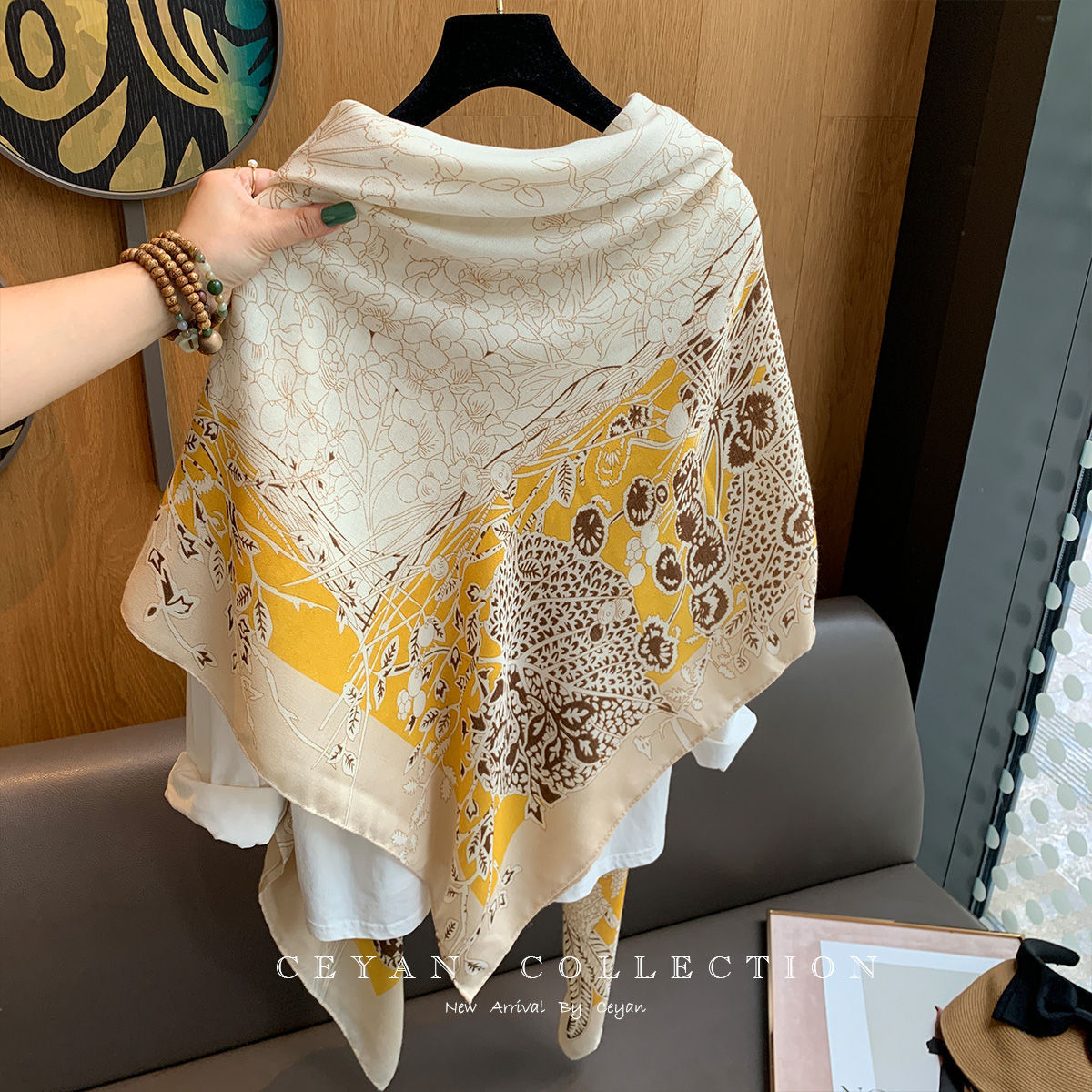 Large Kerchief Thin Silk Outer Shawl
