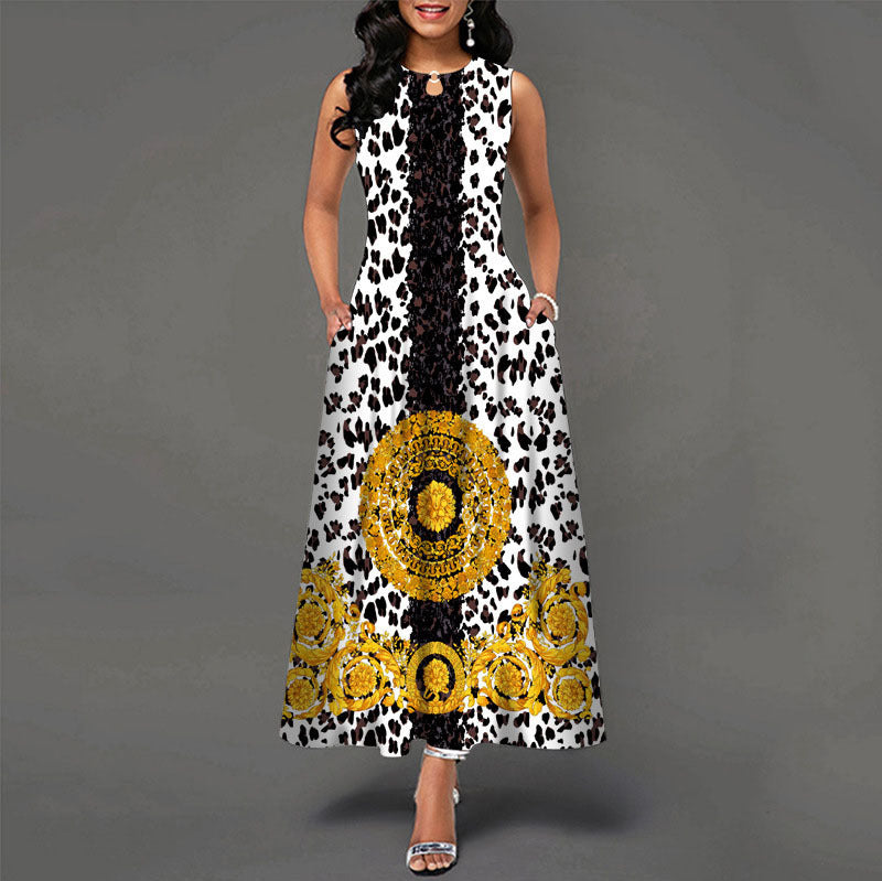 Long Sleeveless 3D Print Dress