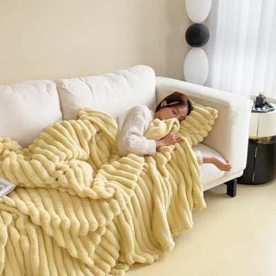Pure color thick warm rabbit fur blanket