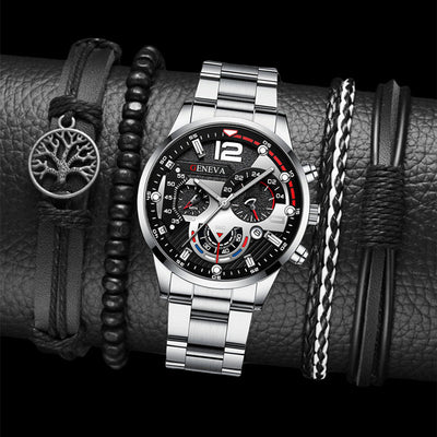 2pcs Men's Quartz Watch Bracelet Set