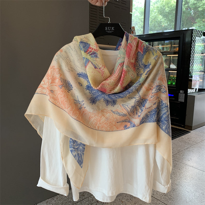 Large Kerchief Thin Silk Outer Shawl