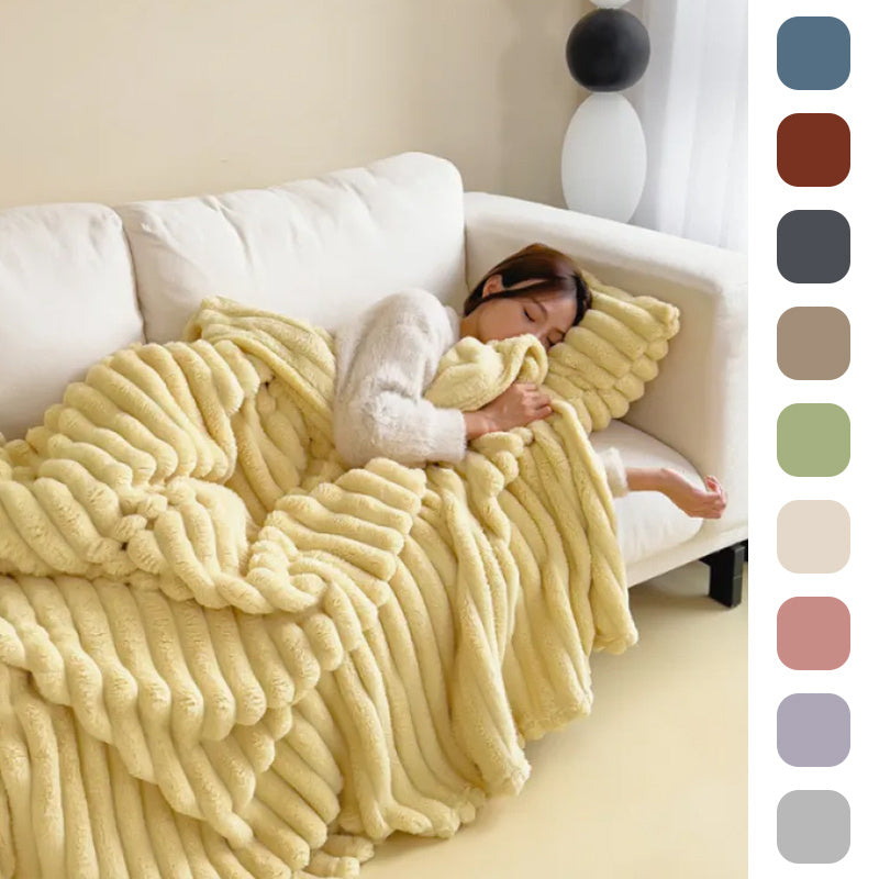 Pure color thick warm rabbit fur blanket