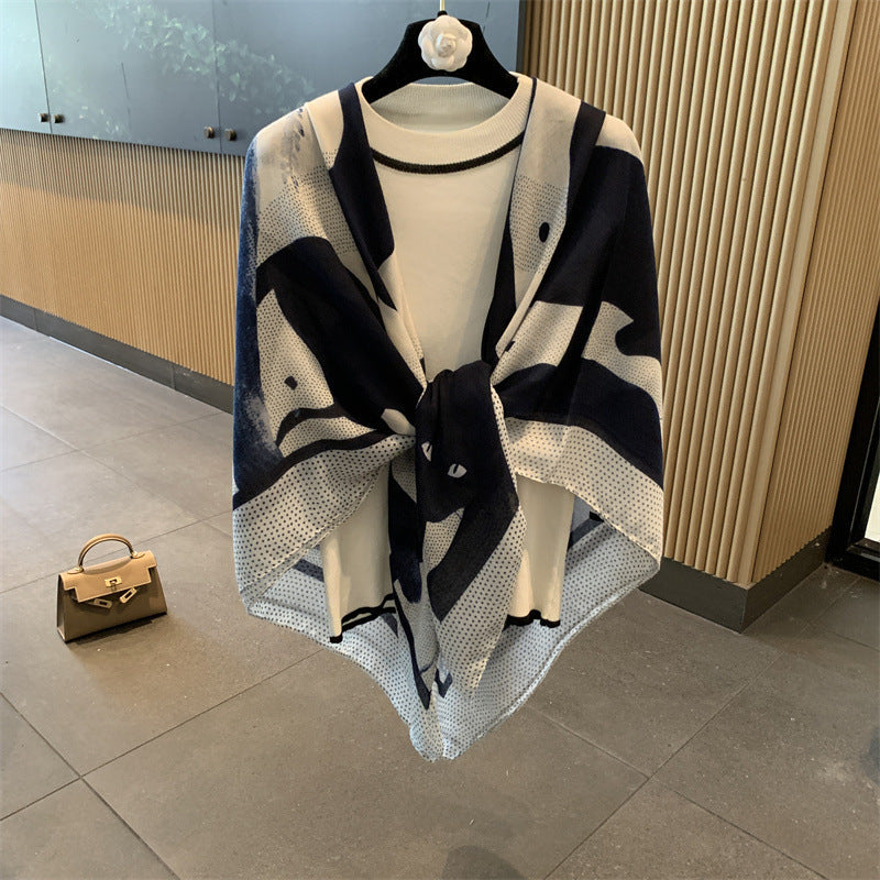 Large Kerchief Thin Silk Outer Shawl