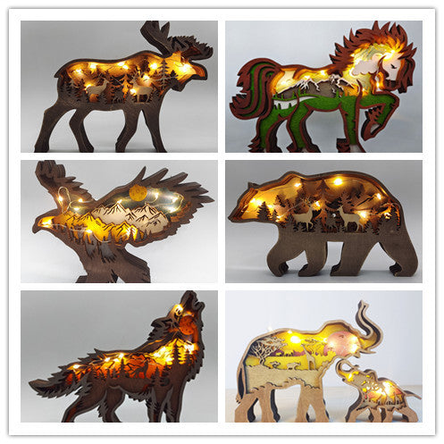 Decoration Wooden Animal Sculpture 3D