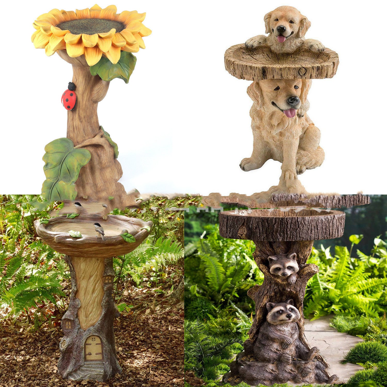 Resin Sunflower Bird Bath Ornaments Garden Crafts