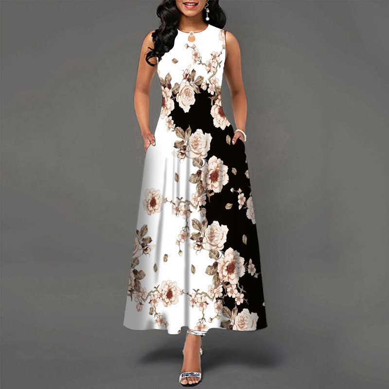 Long Sleeveless 3D Print Dress