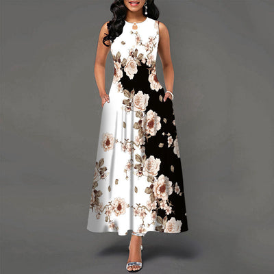 Long Sleeveless 3D Print Dress