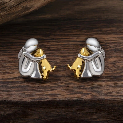 Fashion Jewelry Little Girl And Dog Hug Ear Studs - Buy Buy Baby
