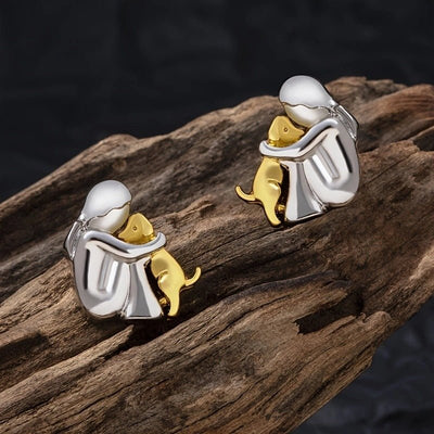 Fashion Jewelry Little Girl And Dog Hug Ear Studs - Buy Buy Baby