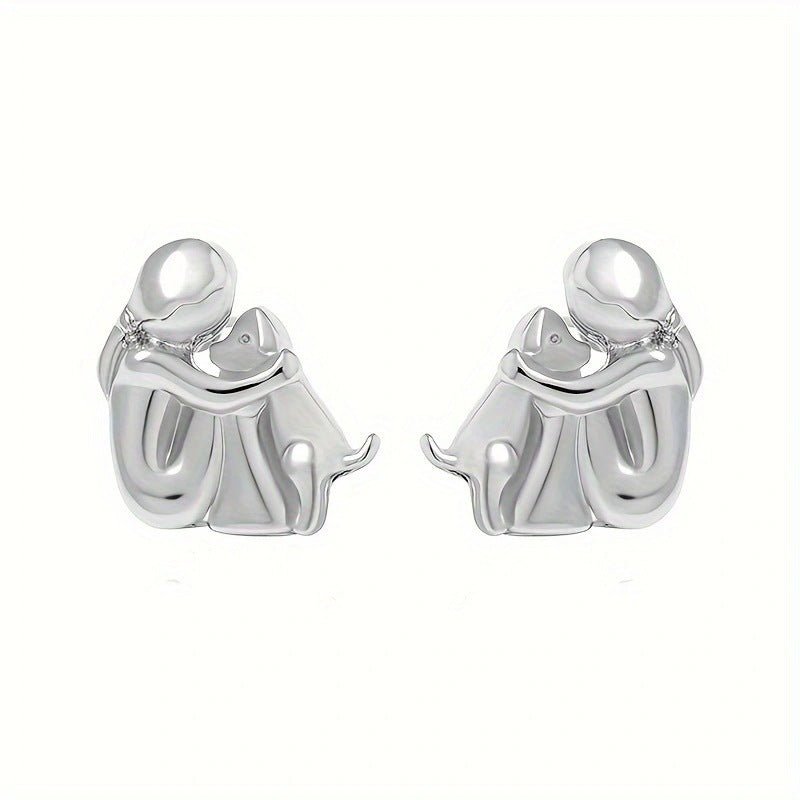 Fashion Jewelry Little Girl And Dog Hug Ear Studs - Buy Buy Baby