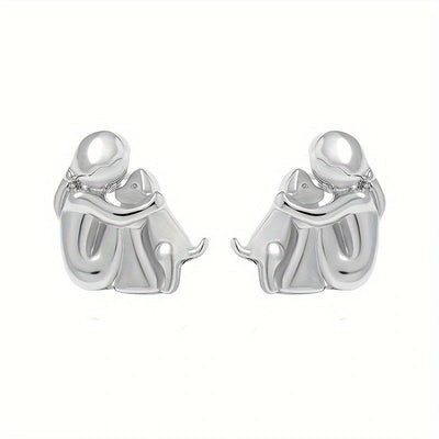 Fashion Jewelry Little Girl And Dog Hug Ear Studs - Buy Buy Baby