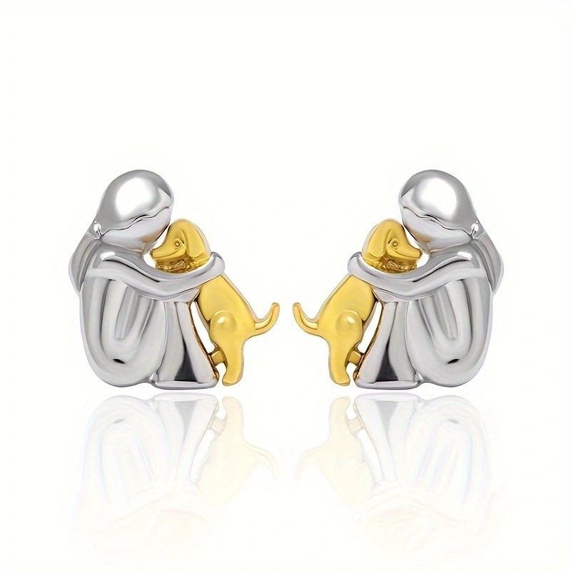 Fashion Jewelry Little Girl And Dog Hug Ear Studs - Buy Buy Baby
