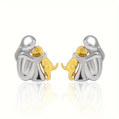 Fashion Jewelry Little Girl And Dog Hug Ear Studs - Buy Buy Baby