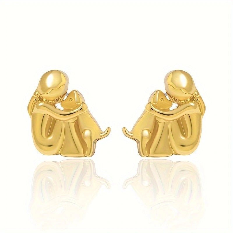 Fashion Jewelry Little Girl And Dog Hug Ear Studs - Buy Buy Baby