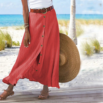 Women's Fashion Cotton Linen A - Line Hip Mid Waist Long Skirt - Buy Buy Baby