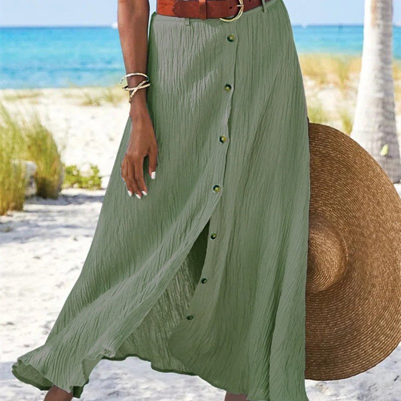 Women's Fashion Cotton Linen A - Line Hip Mid Waist Long Skirt - Buy Buy Baby