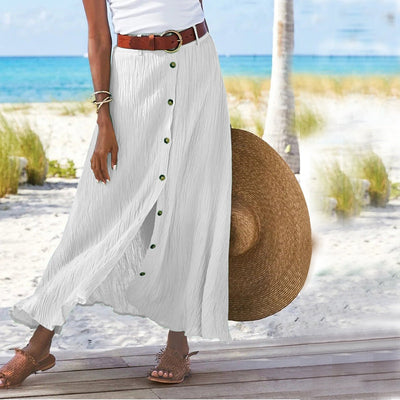 Women's Fashion Cotton Linen A - Line Hip Mid Waist Long Skirt - Buy Buy Baby