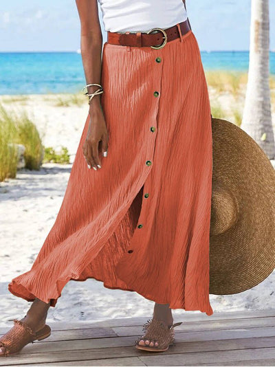 Women's Fashion Cotton Linen A - Line Hip Mid Waist Long Skirt - Buy Buy Baby