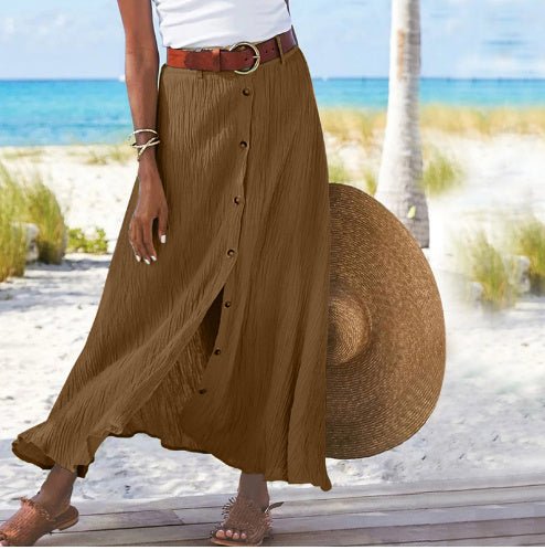 Women's Fashion Cotton Linen A - Line Hip Mid Waist Long Skirt - Buy Buy Baby