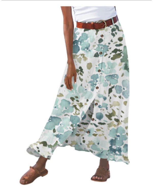 Women's Fashion Cotton Linen A - Line Hip Mid Waist Long Skirt - Buy Buy Baby
